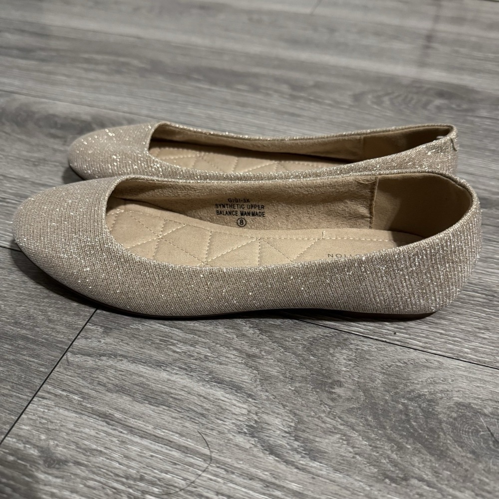 De Blossom Collection Gold Glitter Ballet Flats Shoes Size 8‎ Women Party